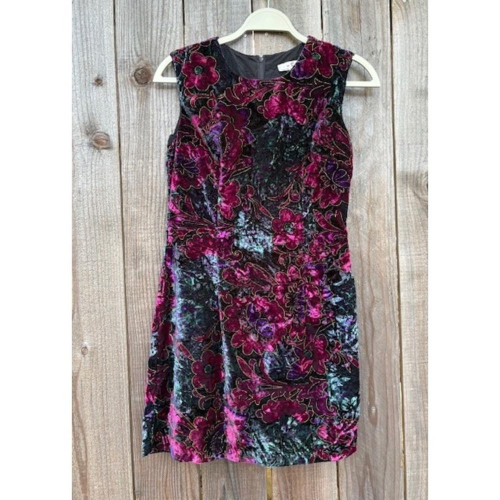 Rampage Velvet‎ Floral Dress Sleeveless Party Cocktail Vintage Y2K